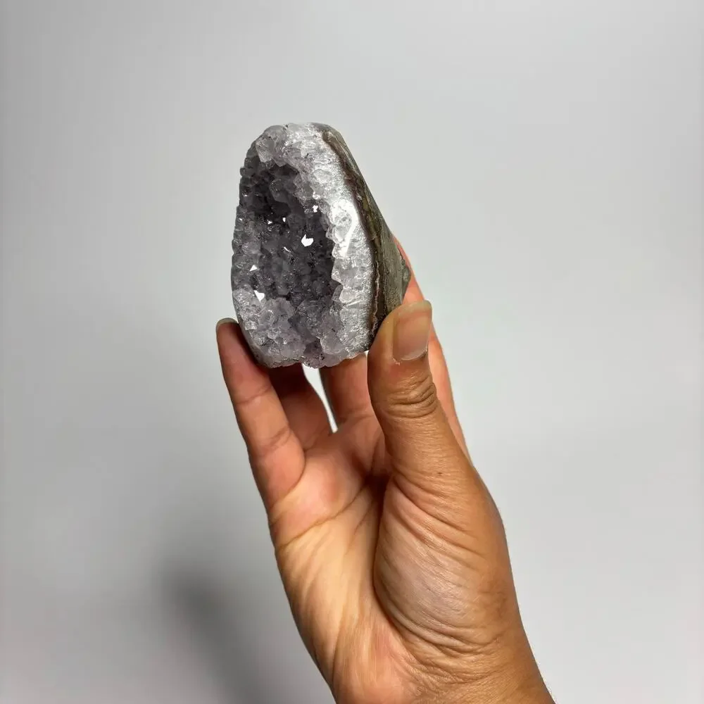 Natural Pale Amethyst Geode Cut Base Standing Cluster